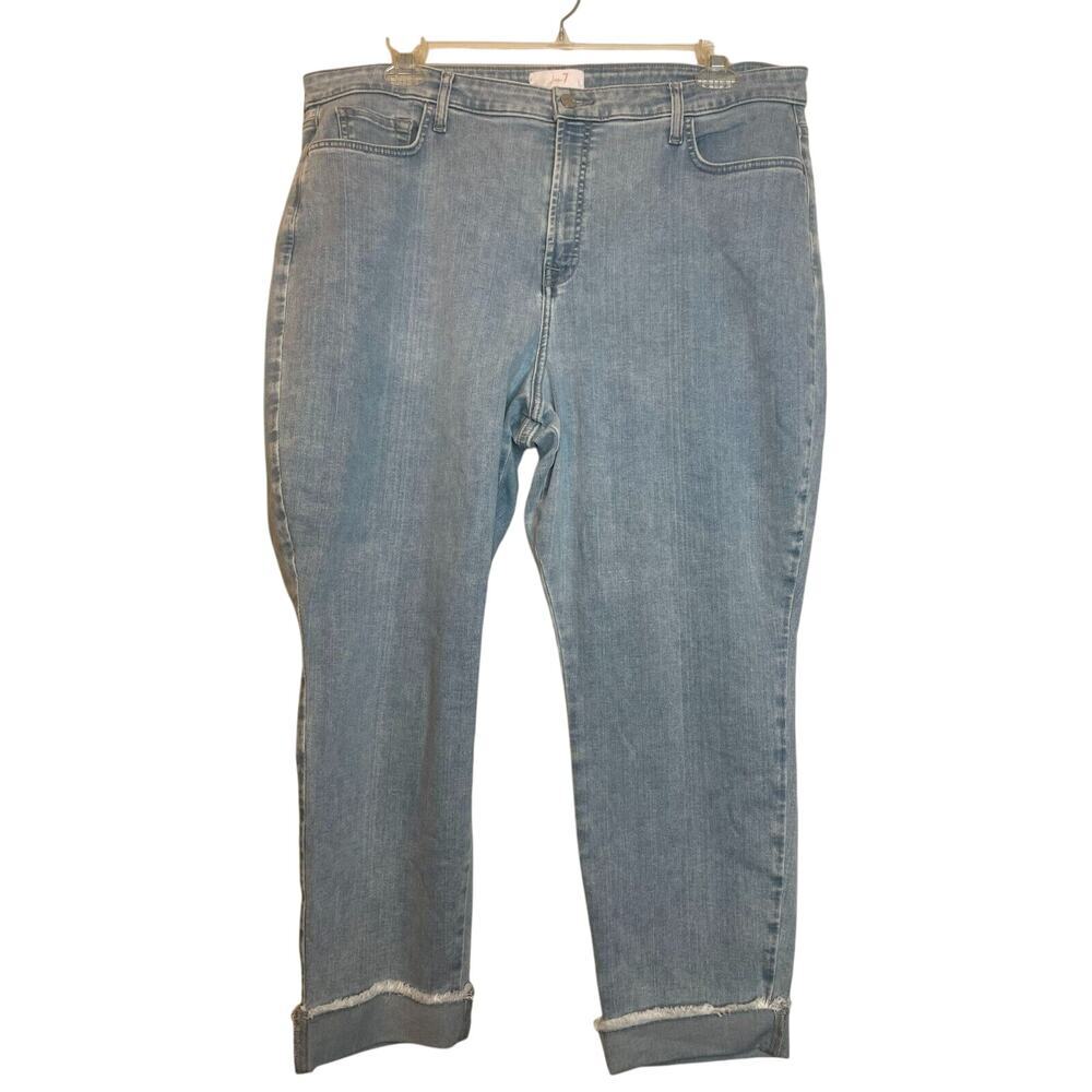 Jen7 Womens Denim High Rise Cropped Skinny Jeans Light Wash Pockets Size 20 Blue